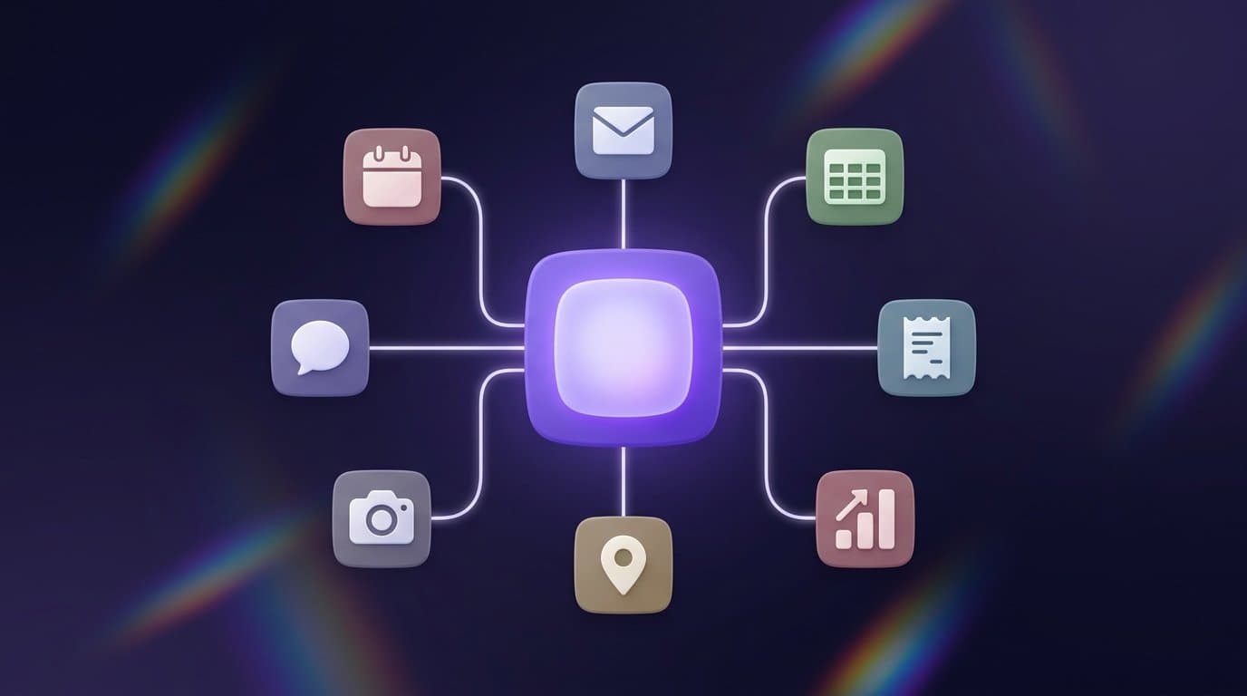 Illustration of app integration hub connecting multiple business tools with Prism