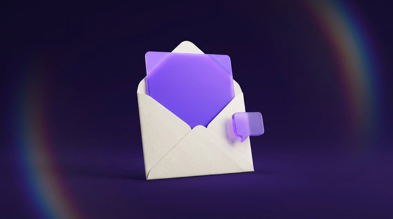 Contact Prism message icon in purple studio lighting