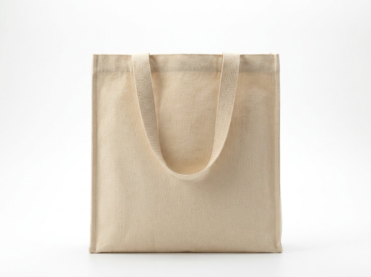 The same canvas tote bag on a clean white background, after cleanup